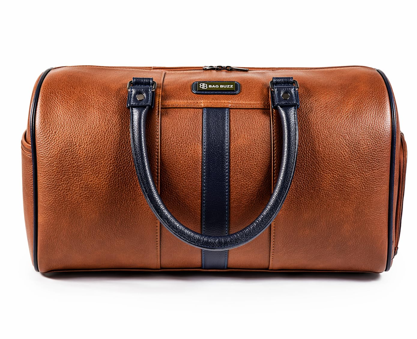 Voyager Pro Duffle Bag for Men & Women, Premium Leatherette Travel Gym Bag with Shoe Compartment, Spacious 30L Weekender Bag, Detachable Shoulder Strap (Classic Tan)-image-16
