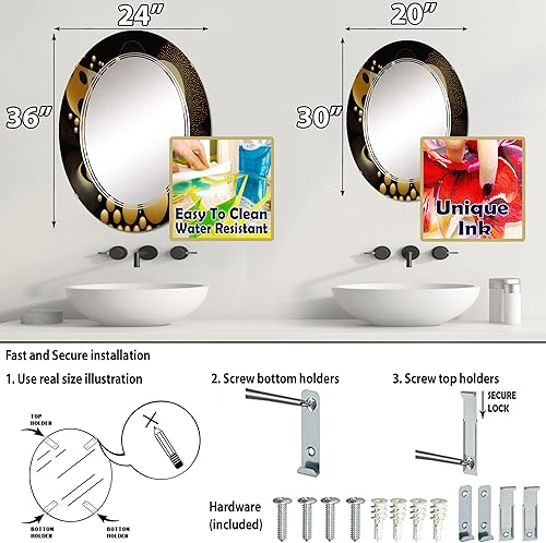 Miniatura 4 de Golden Circular Universe II - Espejo de tocador, espejos de baño, espejos de pared para sala de estar, dormitorio, espejo ovalado, grande, 20 x 30
