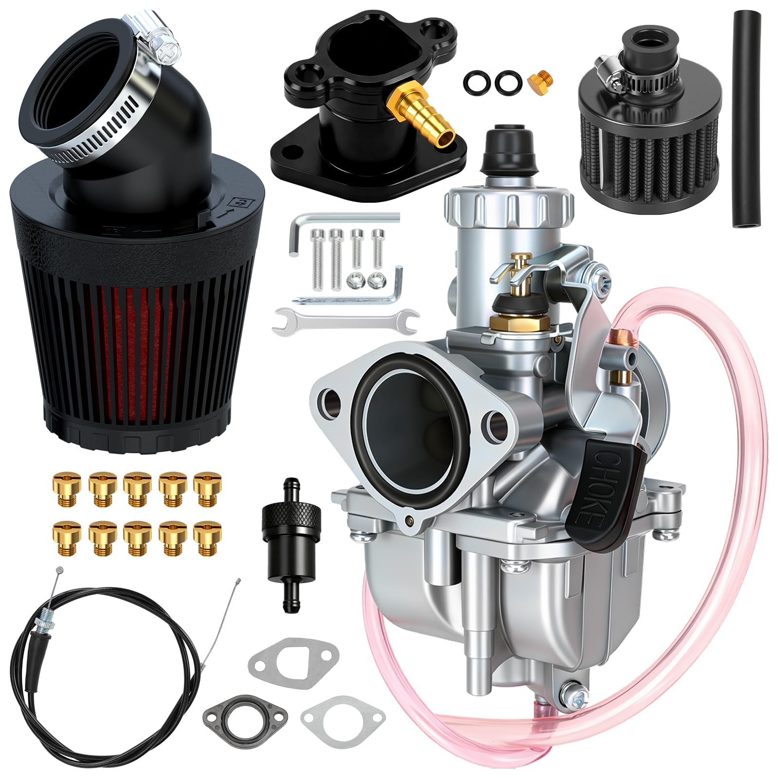 RZEOZU VM22 26mm Carb Mini Bike Carburetor Kit with Intake Manifold Replacement for Predator 212 224cc 196cc Engine Coleman Minibike CT200U CT200U-EX