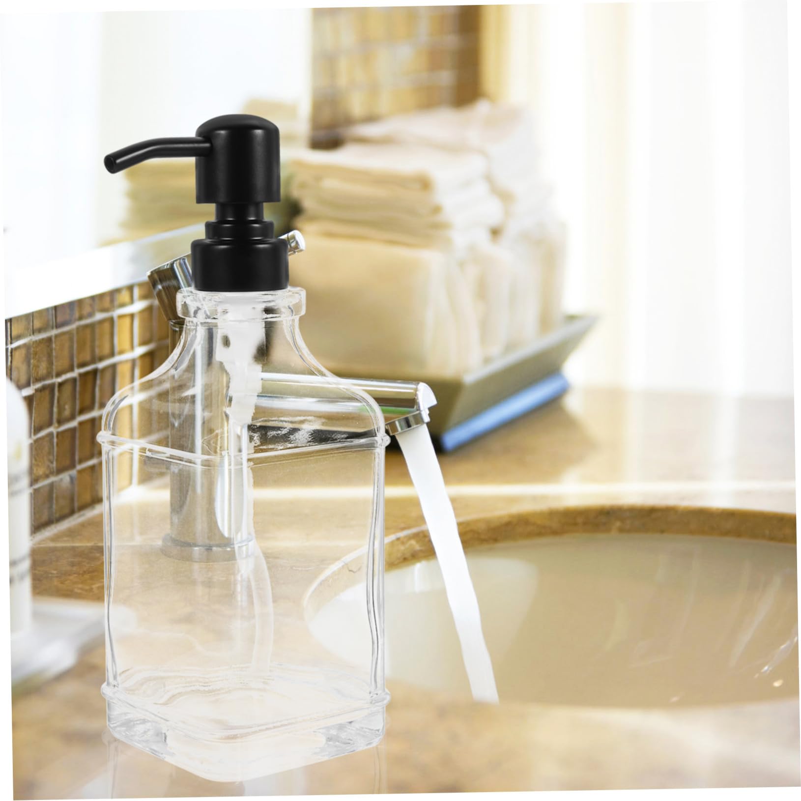 Anneome Botella Dispensadora De Jabón Vacía De Vidrio Transparente Dispensador Rellenable para Manos Champú Acondicionador Loción Baño y Cocina