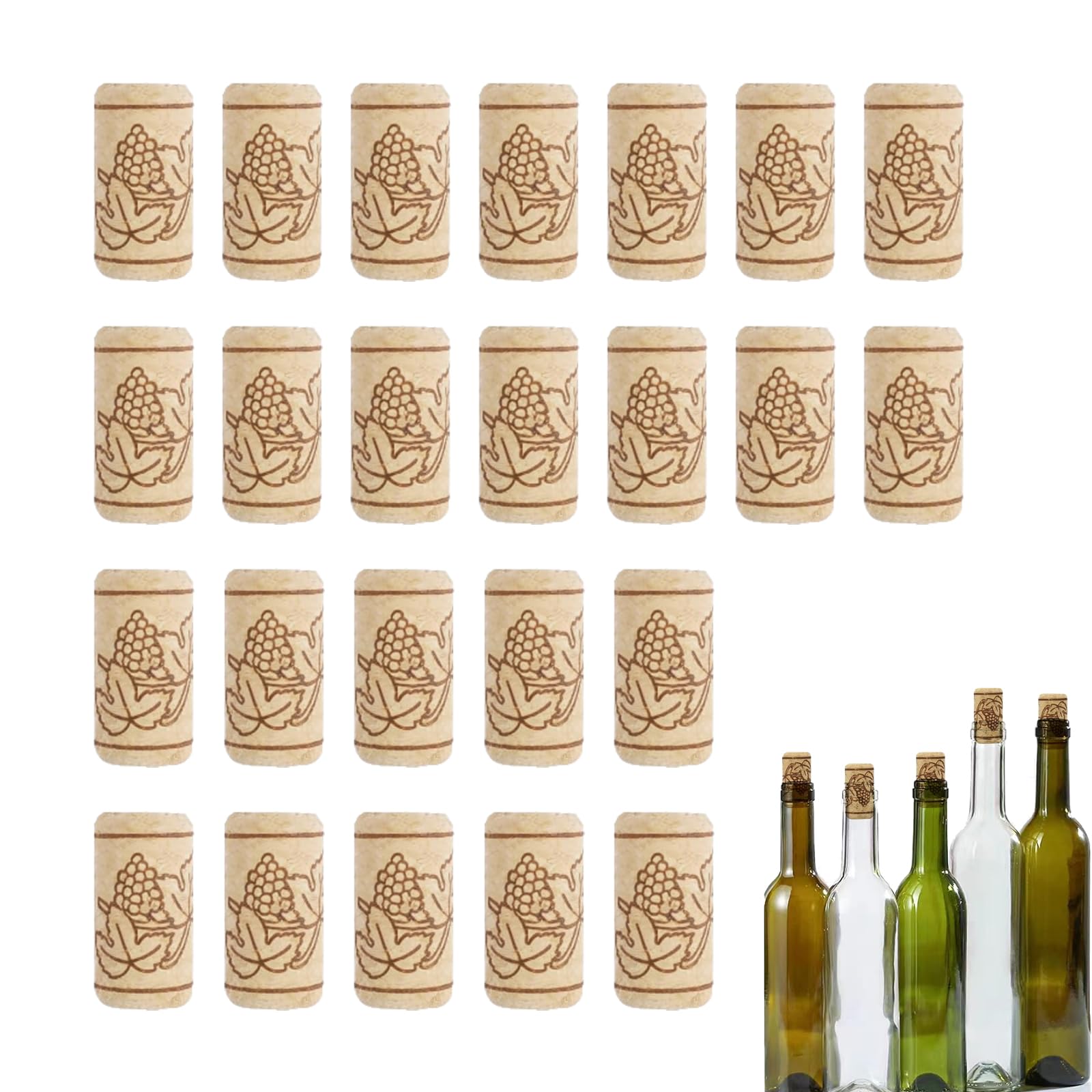 24pcs Corks, Wood Wine Corks Straight Round Cork Stopper with Corkscrew Wine Opener for Wine Making or DIY Decor