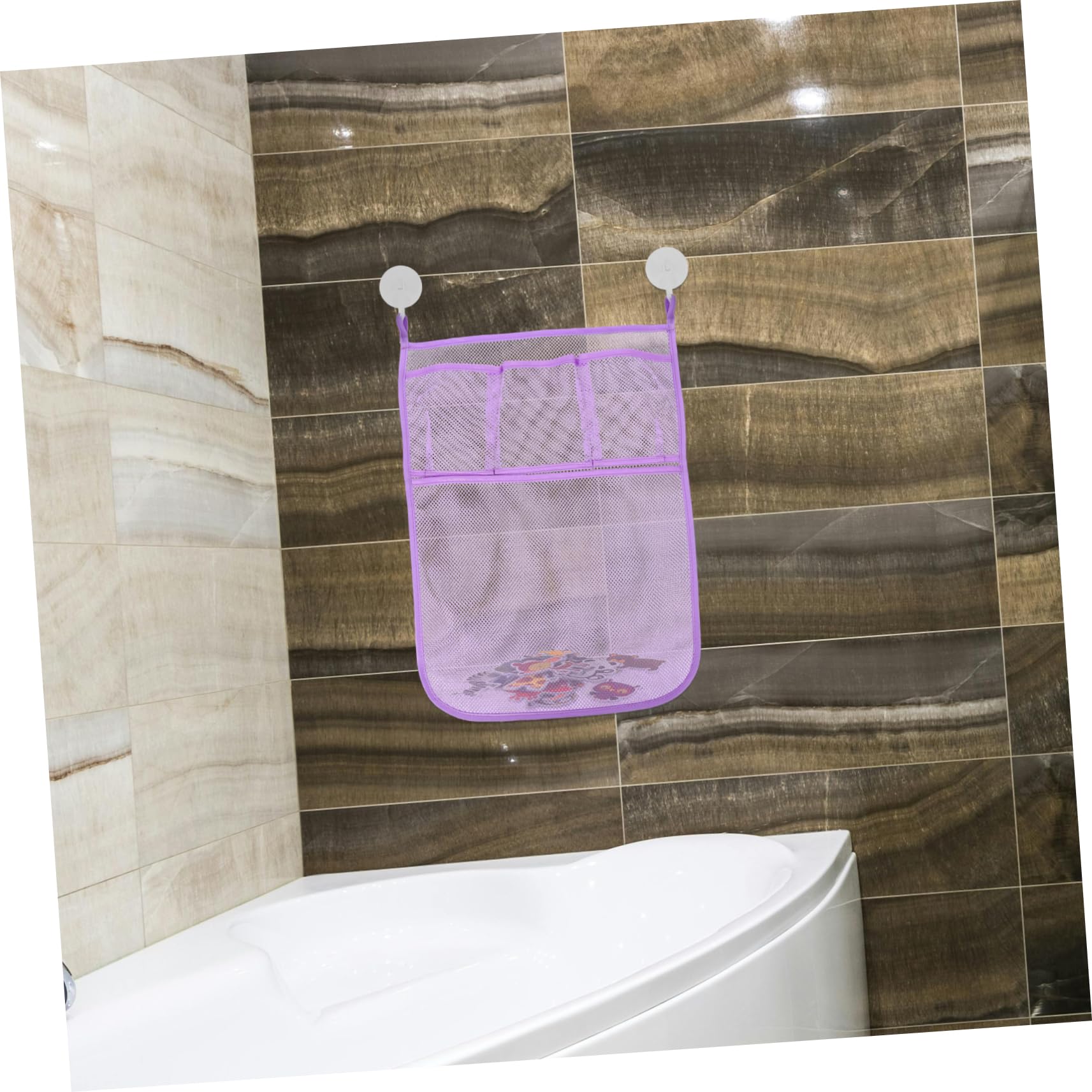 Yardwe Hanging Bath Organizer Mesh Storage Bag Breathable Plaything Holder for Bathtub Space Saving Dual Design for Keeping Bathroom Essentials Organized