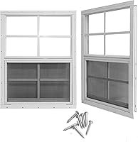 Yuzzy 24x36 Shed Windows 2-Pack: Tempered Glass, Fiberglass Screens, Sliding Vents for Chicken Coops, Garages, Barns (White)