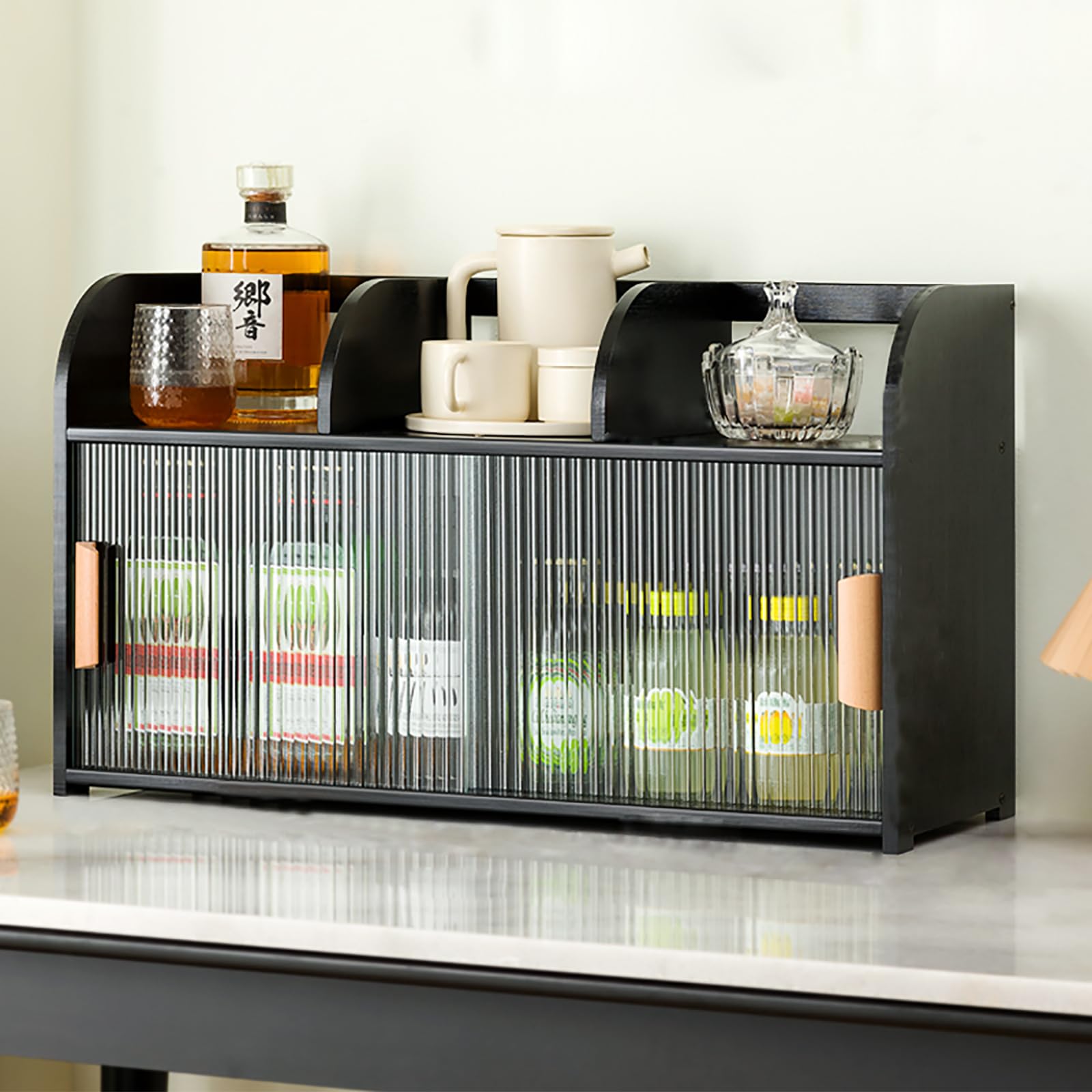 Buffet de cuisine en bambou noir pour organiser votre plan de travail