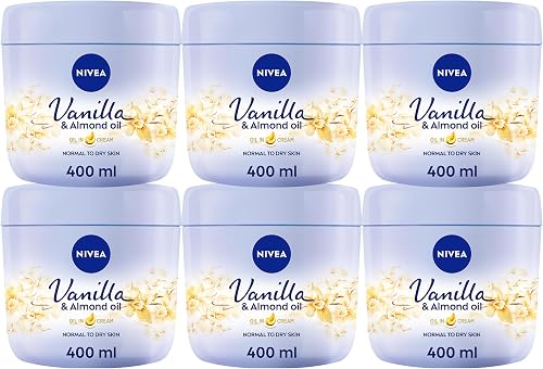 NIVEA Vanilla and Almond Oil Body Cream, 400 ml (Pack of 6)