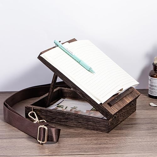 Miniatura 6 de Writers Messenger - Caja de madera con tapa con bisagras, cierre frontal, 9.8 x 7.5 x 2.4 pulgadas, multifuncional, retro, hecha a mano, portátil,