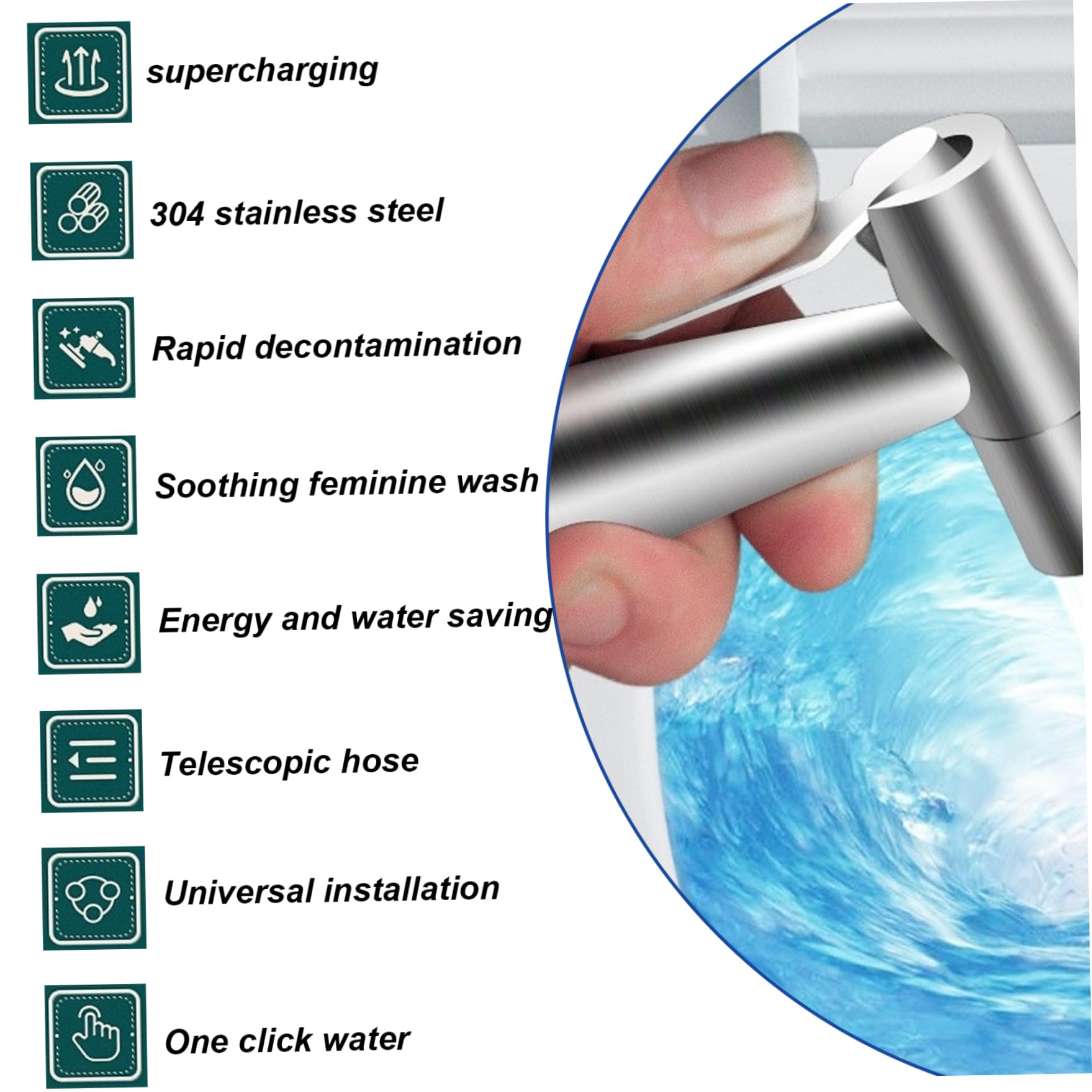 2Pcs Toilet Bidet Sprayer Detachable Stainless Steel Handheld Bidet Sprayer Bathroom Accessories for Kitchen and Toilet Cleaning Black — view 2