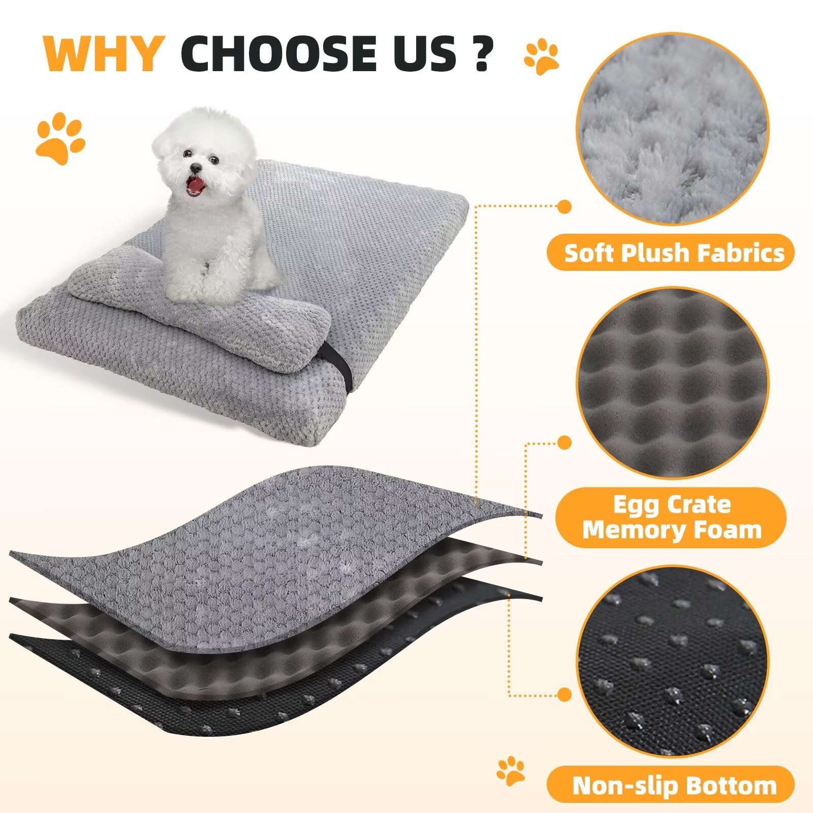 huraty Dog Bed with Pillow for Small Dogs, Orthopedic Dog Bed with Removable Cover, Washable Pet Bed Mat Suitable for Pets Up to 5 lbs, Pink 17.7x11.8x2 in