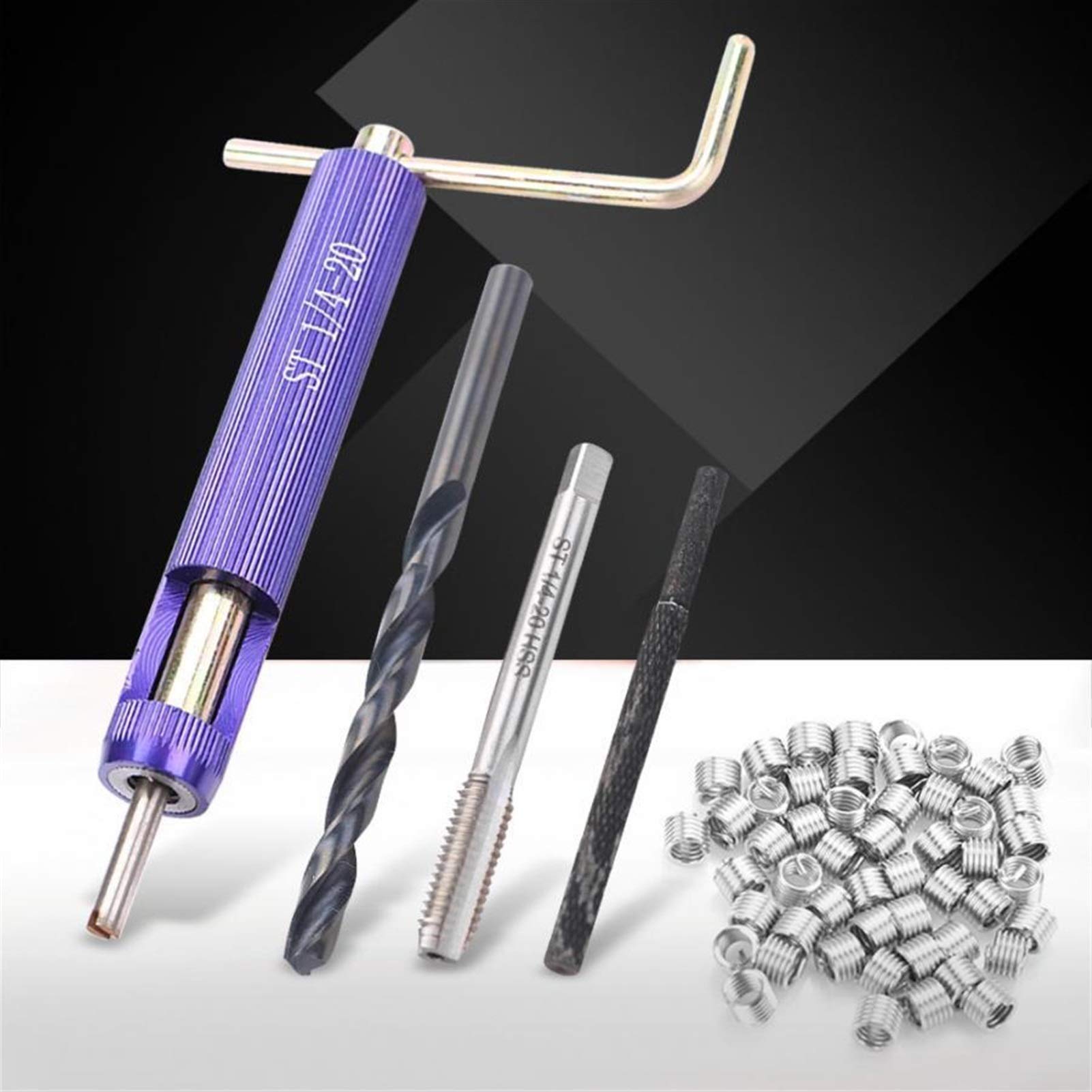 Inserto filettato 50pcs in acciaio inox in acciaio inox inserti in filo di riparazione del filo di riparazione del filettatura elicoidale del set di riparazione del set di installazione del set per il