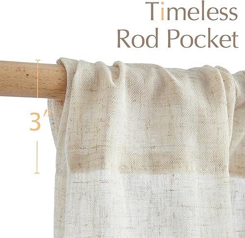 Miniatura 8 de jinchan - Cortinas de media altura de 24 pulgadas para ventanas pequeñas, mezcla de lino, estilo rústico, para cocina, filtran la luz, con