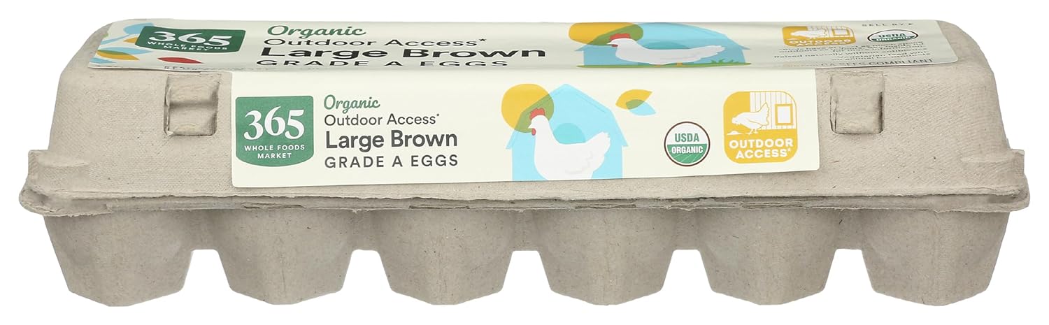 365 by Whole Foods Market Organic Large Brown Grade A Eggs, 12 Count - USDA Organic, Antibiotic-Free