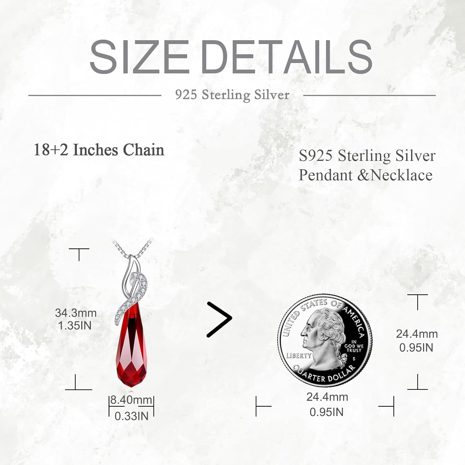 14K Gold Plated Garnet Necklace for Women S925 Sterling Silver Sapphire Wedding Pendant Garnet Jewelry for Birthday 18+2 Inches - Image 5