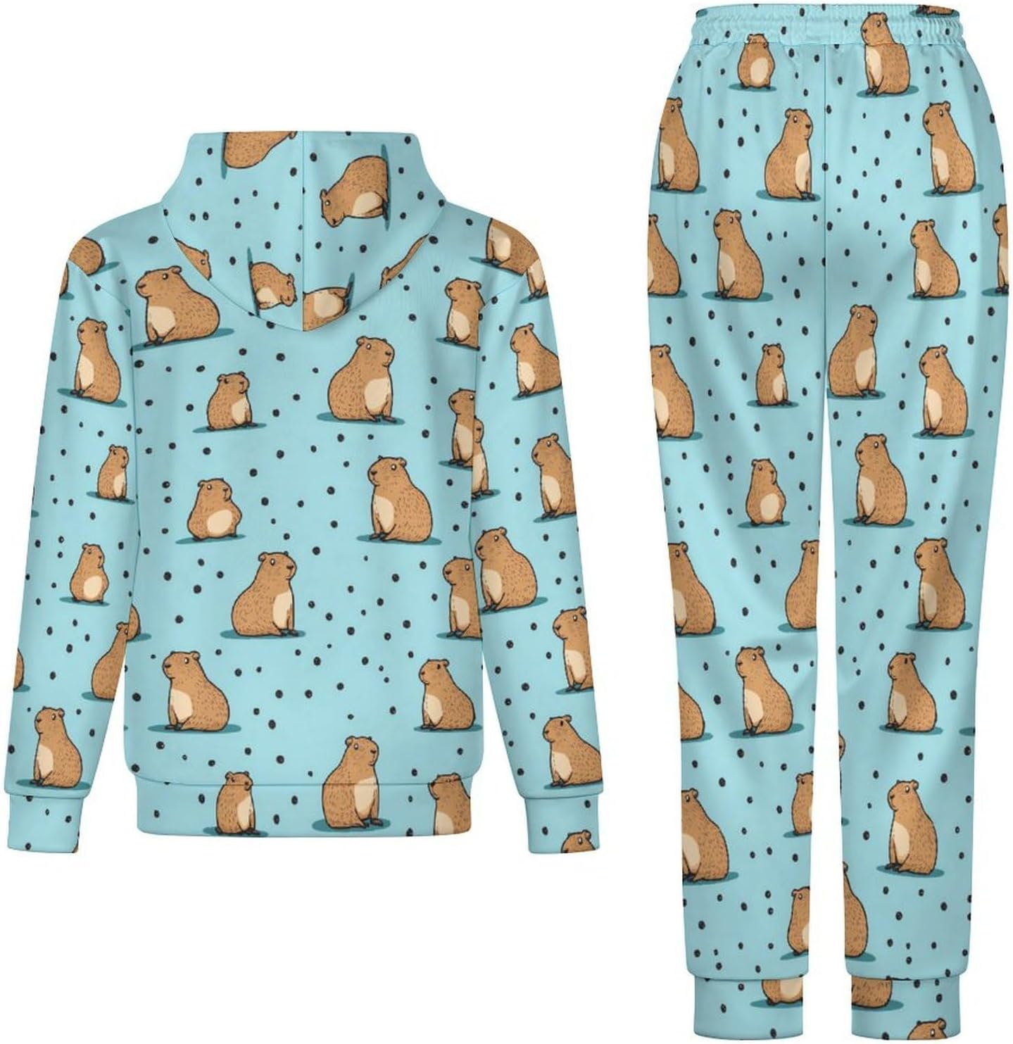 Cute Capybara Adult 2 Piece Tracksuits Hoodie Sweatshirt And Joggers Sweatpants Sweat Suit Outfits