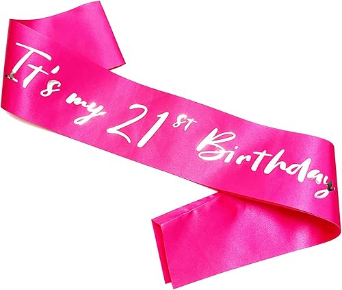 Miniatura 9 de Banda de cumpleaños número 21, bandas suaves de satén azul con letras plateadas, decoraciones de cumpleaños para niñas o niños, suministros