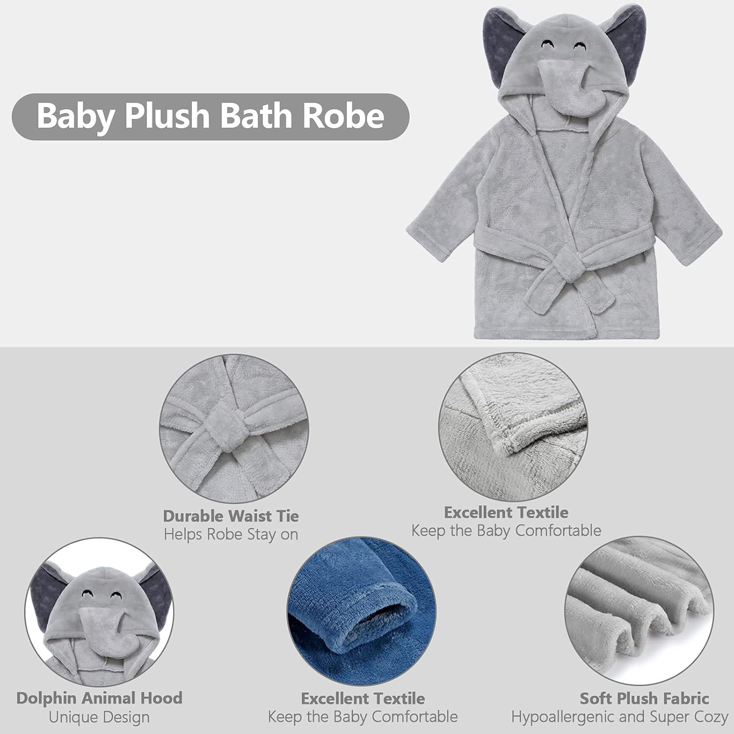 Pro Goleem Unisex Baby-Robe Soft Plush Elephant Hooded Bathrobe for Newborn Baby Gifts, One Size, 0-9 Months: Clothing, Shoes & Jewelry