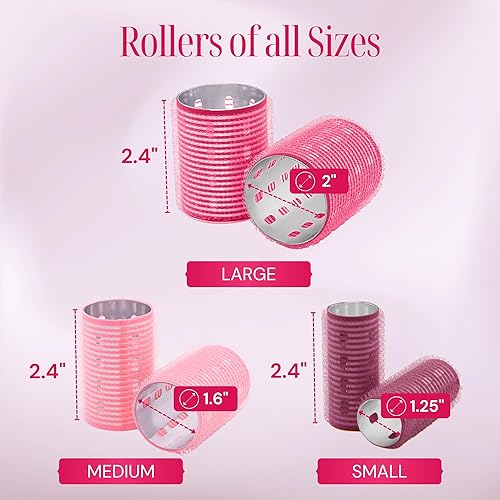 Miniatura 4 de Rodillos térmicos para el cabello, 37 rodillos de pelo autoagarre con 18 clips y peine de peinado, rodillos térmicos de aluminio para volumen y