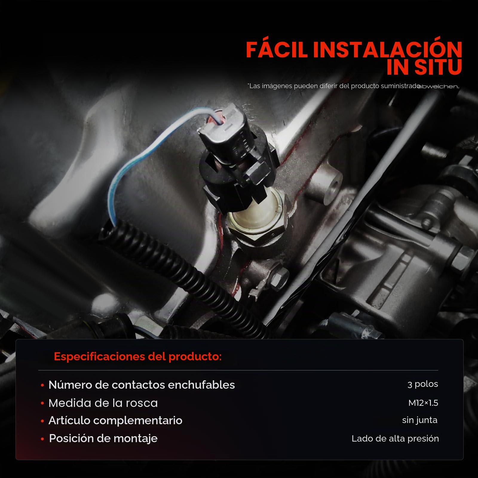 Frankberg Sensor de presión del tubo de aspiración Bomba de combustible Dieselpumpe 3-Polos Compatible con Phedra 179 Berlingo/Berlingo First GFK GJK MF 807 EB Grand Vitara I FT HT Replace# 9633310080