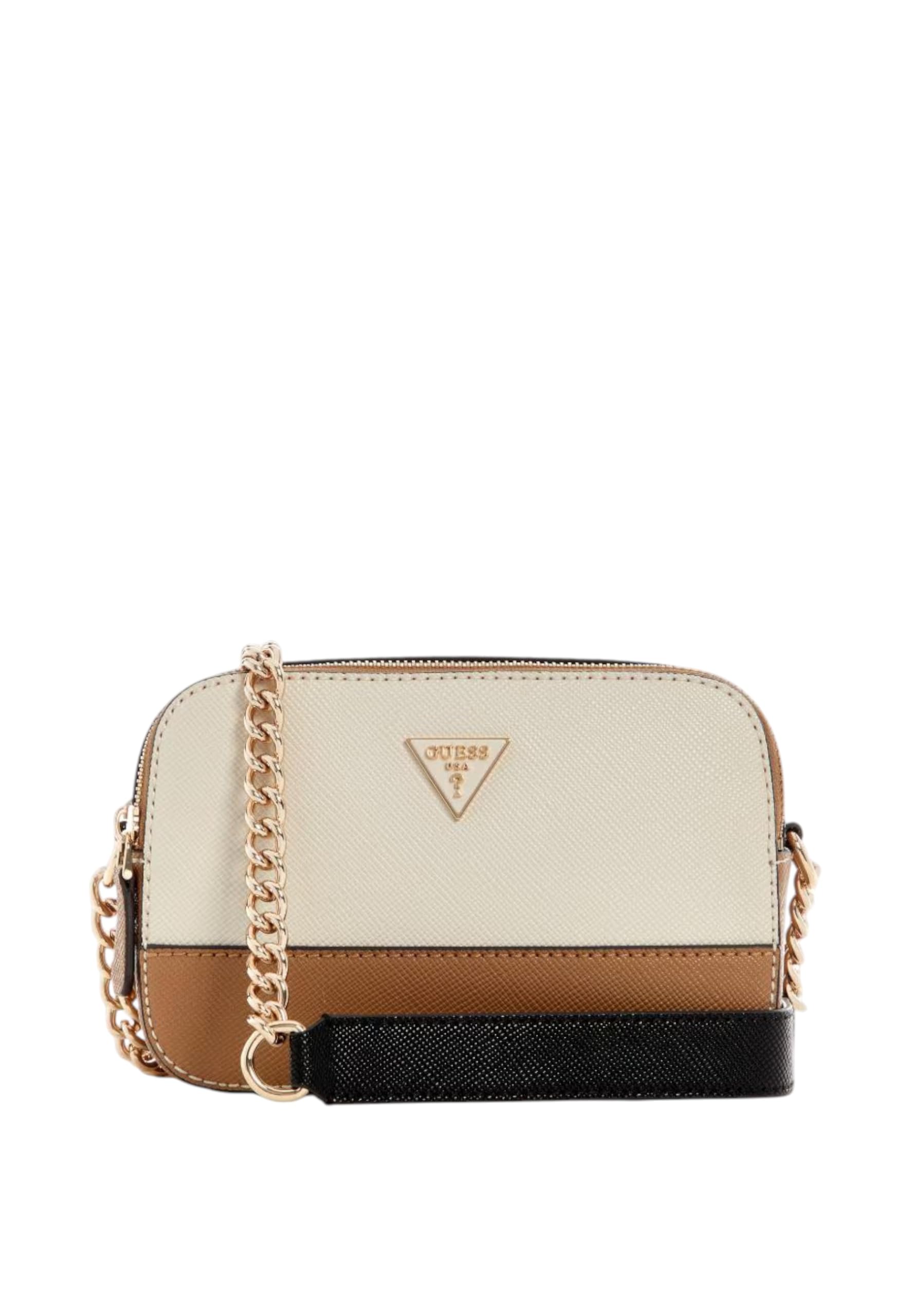 GUESS bolso bandolera Noelle II, elegancia de alta costura en acabado Tan Multi crema 5