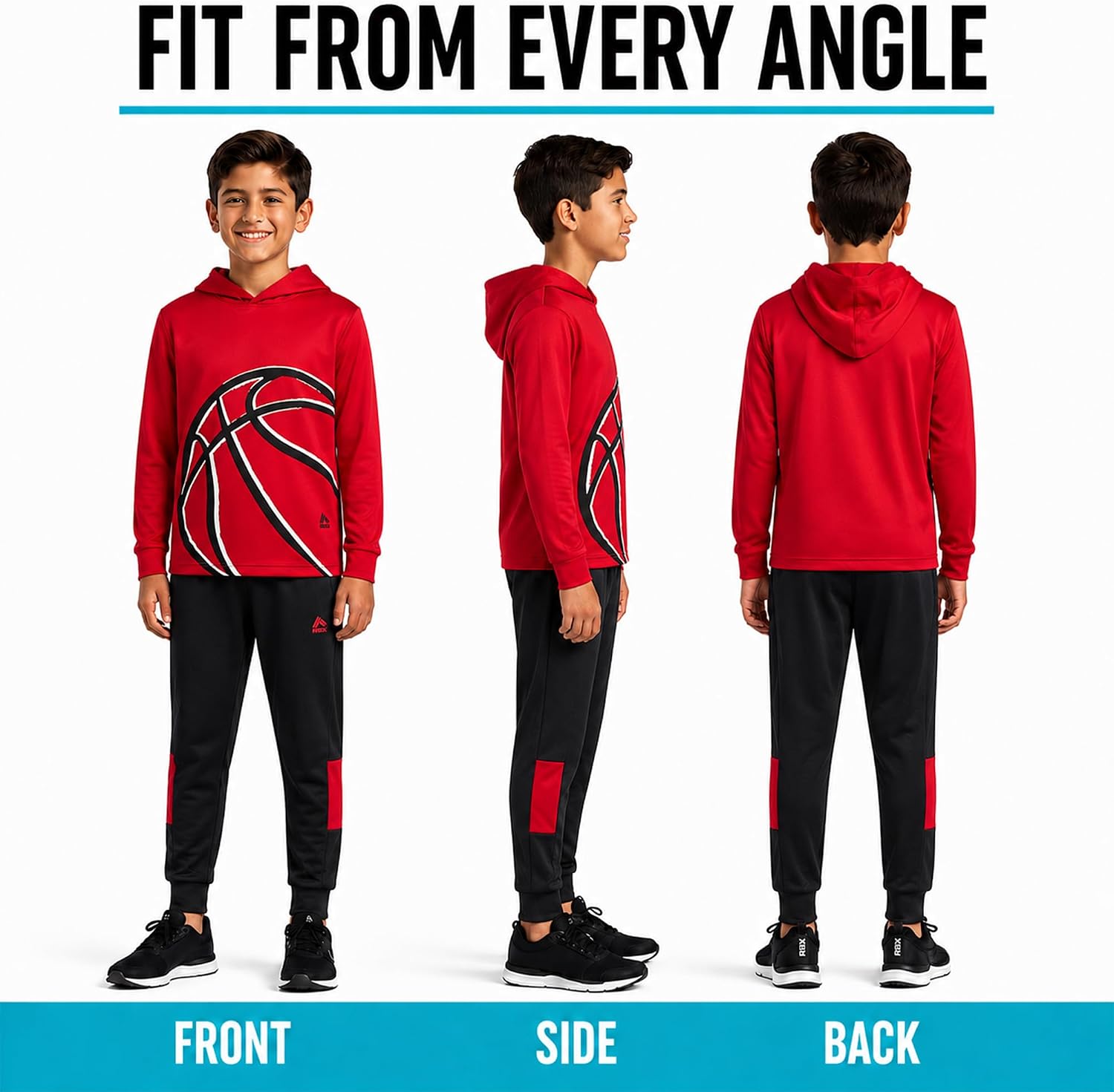 RBX Boys Jogger Set 2 Piece Athletic Pullover Hoodie & Tricot Jogger Pants
