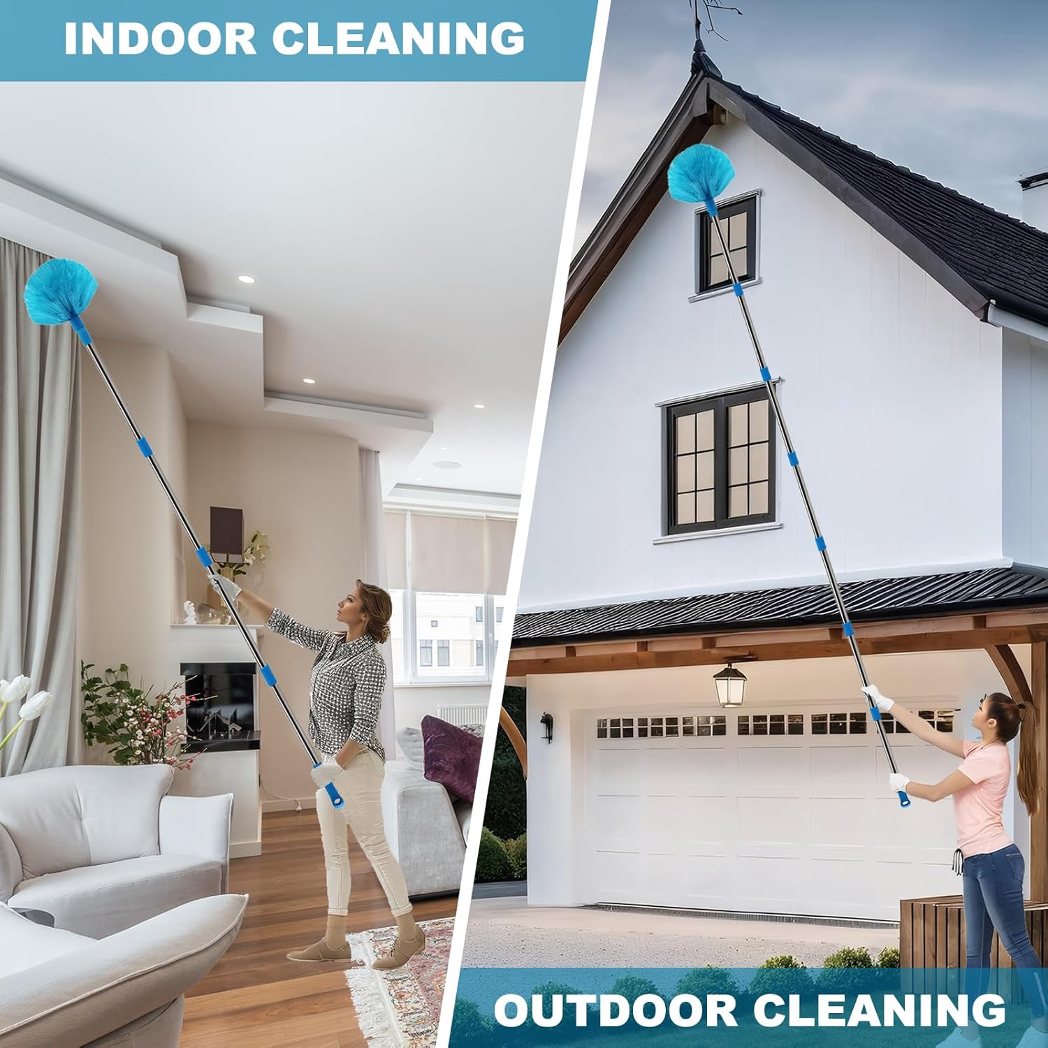 20+ Ft High Reach & Cobweb & Corner Brush Duster -