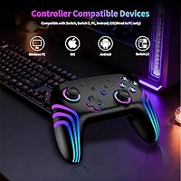 Vista 2 de VidPPluing 2 Pack Switch Controllers, RGB Switch 2 Controller for Nintendo Switch/Switch 2/Lite/OLED, Wireless Pro Controller with Motion