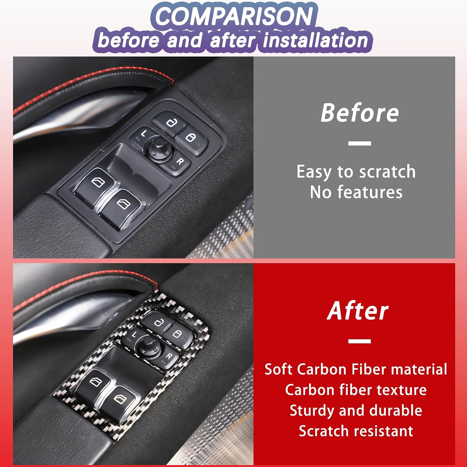 Sekhyna Window Lift Switch Cover Trim Compatible with Lotus Emira V6 2021 2022 2023,Soft Carbon Fiber Door Window Lift Switch Button Panel Frame Sticker Trim Interior Accessories 2PCS (Black Carbon)
