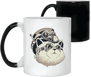 Steampunk Cat Gift for Cat Lovers Unique Illustration Design 11oz 15oz Color Changing Mug