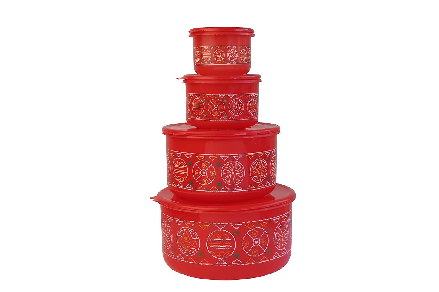 Buy D Kings Cereals Set of 4 Red Kitchen Storage Container Set, Plastic