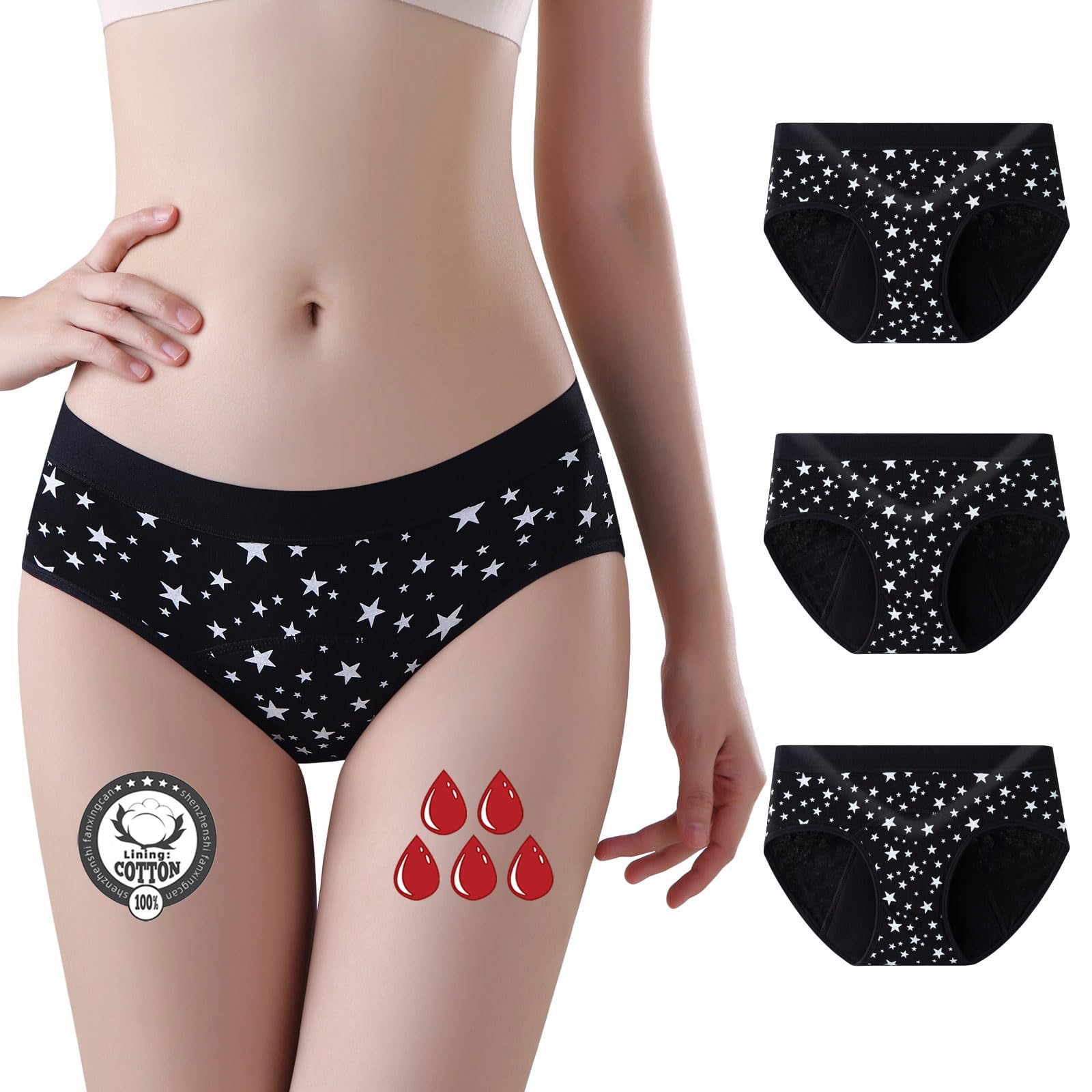 FOTOOL Girls Menstrual Period Pants Teenager Mutande Assorbenti Mestruali Cotone Slip per Mutand Ciclo Mestrual Donna 8-16 Years (3 Pack, 12-14anni)