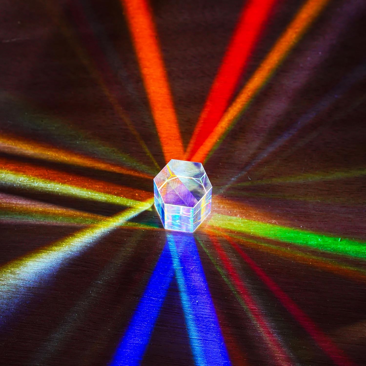HDCRYSTALGIFTS 1,2-Zoll-RGB-Dispersionsprisma aus optischem Glas „X-Cube“ für den Physikunterricht – Regenbogenprisma, Kristallwürfel, Prisma, Requisiten für die Fotografie