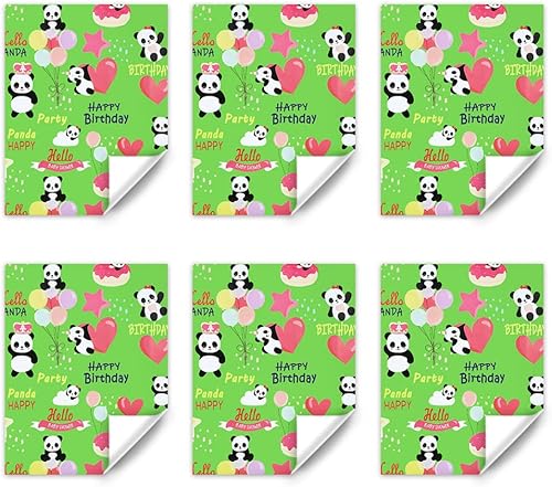 Miniatura 3 de Juego de 6 hojas de papel de regalo de panda de feliz cumpleaños, plegado plano de 20 x 28 pulgadas por hoja para niños, niñas, niños y mujeres,