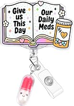 Plifal Pharmacy Badge Reel Holder Clip - Funny RX Pill Meds Capsule Retractable ID Name Card Badge Reel with Charm Alligator Clip, Nurse Nursing Office Medical Worker Student Accessories Gifts