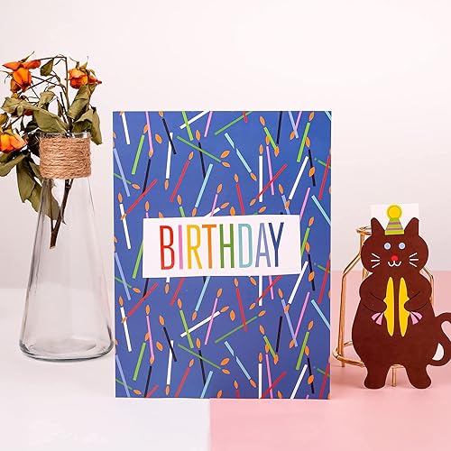 Vista 5 de WRAPAHOLIC Tarjeta de cumpleaños desplegable – Tarjeta emergente 3D con purpurina para pastel de cumpleaños, vela, 5.9 pulgadas x 7.9 pulgadas