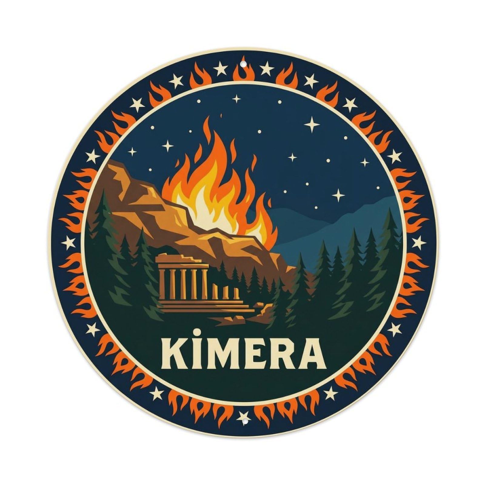 Olimpos Chimaera Eternal Flames Turkey Travel Graphic Metal Tin Sign
