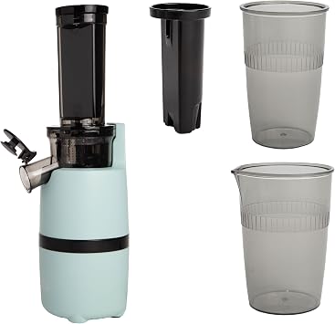Tasty Slow Juicer, Compact Masticating Juicer with Pulp Separation, Maximum Juice Yield for Fresh, Nutrient-Rich Drinks, Easy Clean-Up & Compact Design, Aqua