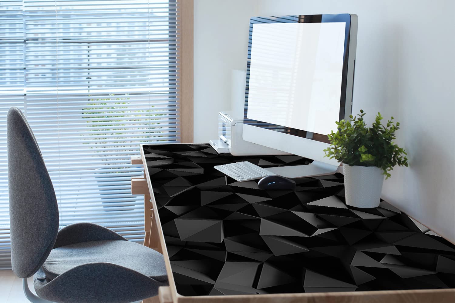 Decormat 120x60cm Sottomano da scrivania Protezione per tavolo per mouse Grande - Astrazione nera