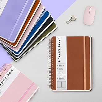 ABERLLS Brown Lined Spiral Journal Notebook with 160 Pages, 8×5.7in, A5 Spiral Notebook, Journaling Notebooks for Work, School, Women, Men, College Ruled Spiral Notebook, Hardcover Leather Journals