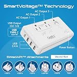 Ceptics 2000W Travel Voltage Converter for Hair Dryer & 200W Convert 220V to 110V for Curling Iron, Straightener, Chargers, Step Down World Power 4 USB Charging QC 3.0 SWadApt Type A, B, C, E/F, G, I