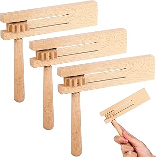 Toddmomy Wooden Ratchet Noise Maker, 3Pcs Wooden Rattle Ratchet Mexicanas Noise Ratchet Wooden Ratchet for Sporting Events Parties Celebrations
