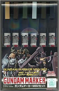Mr Hobby GSI Creos Gundam Marker MSV Mobile Suit Variations Set 6 Colors Dark yellow, Red brown, Dark green, Light blue, Brown green Dark gray GMS127 With Kanji LOVE Sticker, 5.59 x 3.6 x 0.7 in
