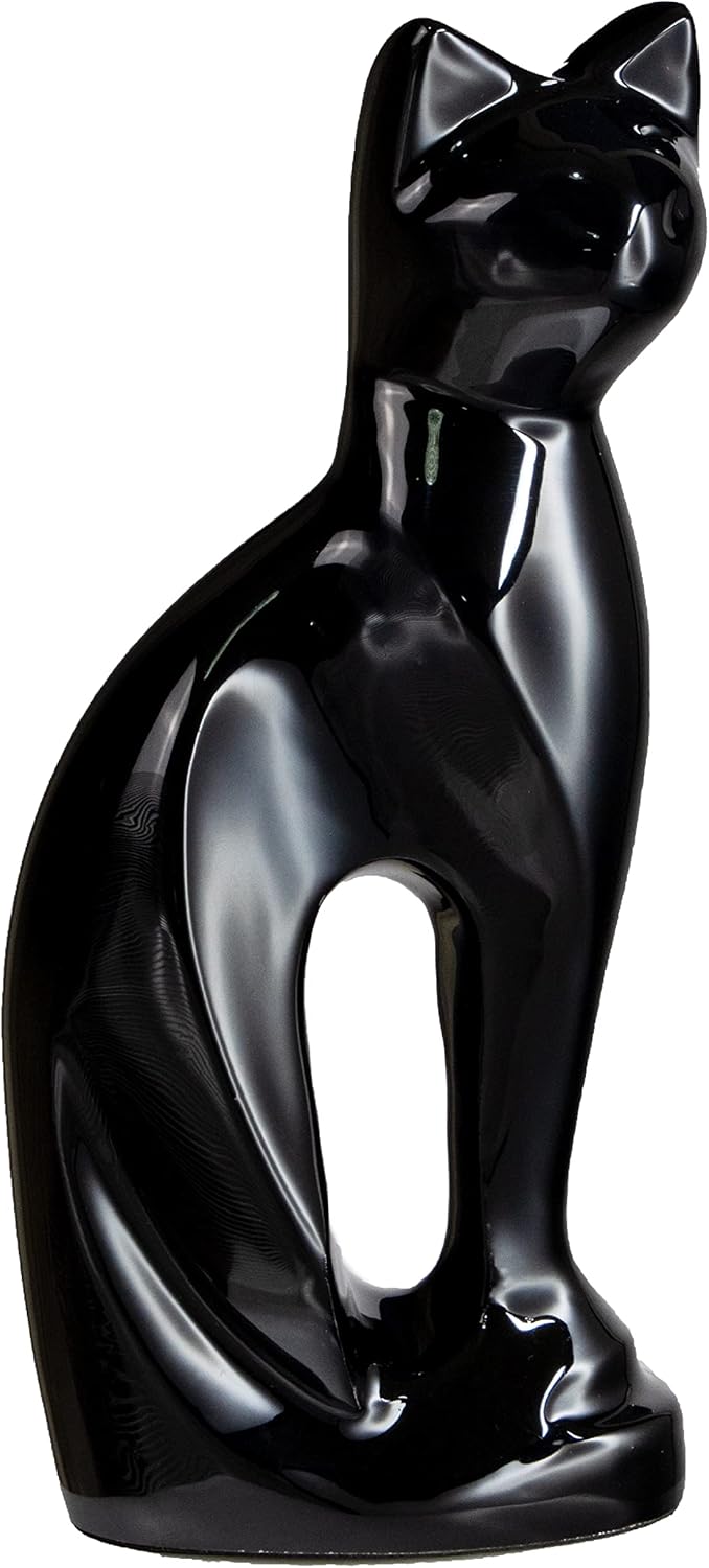 Urn for Ashes Charming Funeral Memorial Cremation Cat Figurine Pet Love Urns Decorative|Alloy|(Black Cat,9") RCM01-02