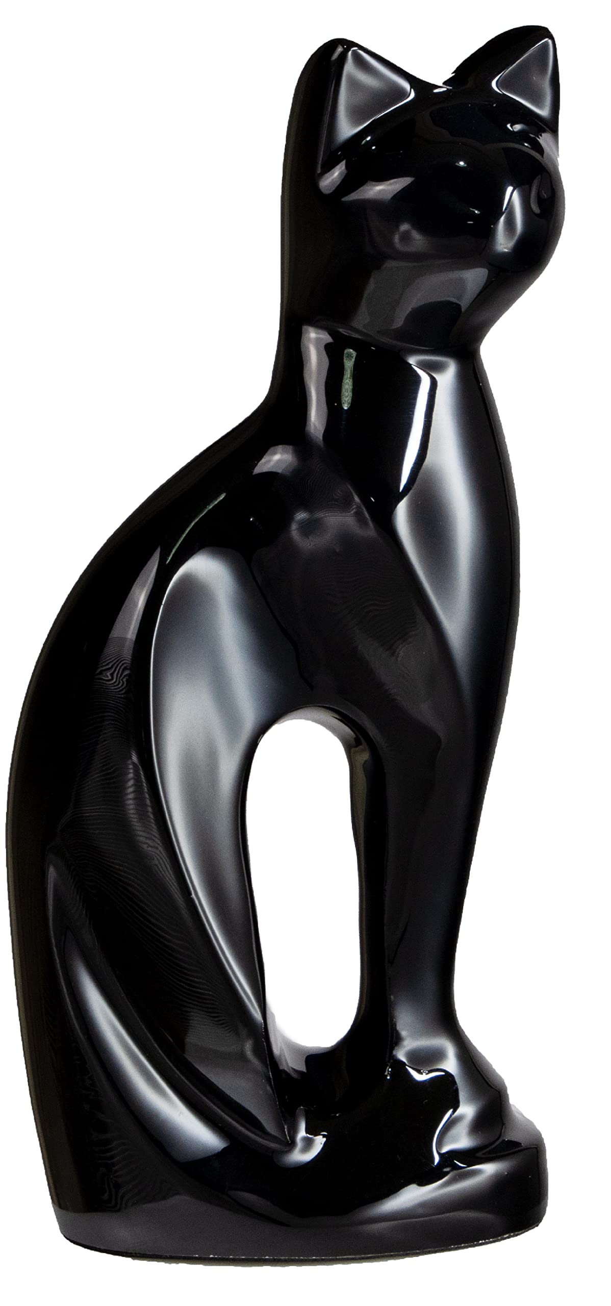 Royal Rapture Urn for Ashes Charming Funeral Memorial Cremation Cat Figurine Pet Love Urns decorative, Black, 9"