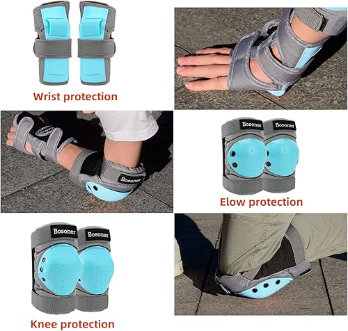 Miniatura 7 de BOSONER Juego de rodilleras para adultosniños, coderas, protectores de equipo de protección para ciclismo, ciclismo, patinaje, bicicleta, scooter,
