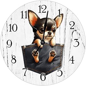 Amazon.com: Swavecat Chihuahua Wood Clock Chihuahua Funny Pocket ...