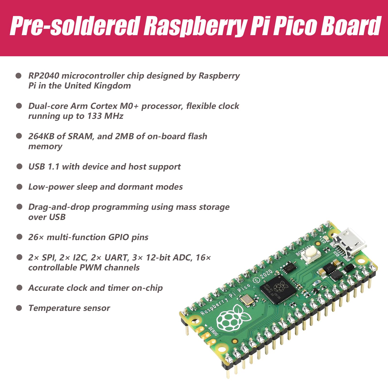 Adeept Ultimate Sensor Kit for Raspberry Pi Pico(Included) with 35 Sensor Modules and Pico GPIO Expansion Board, 40 Lessons, for MicroPython Projects