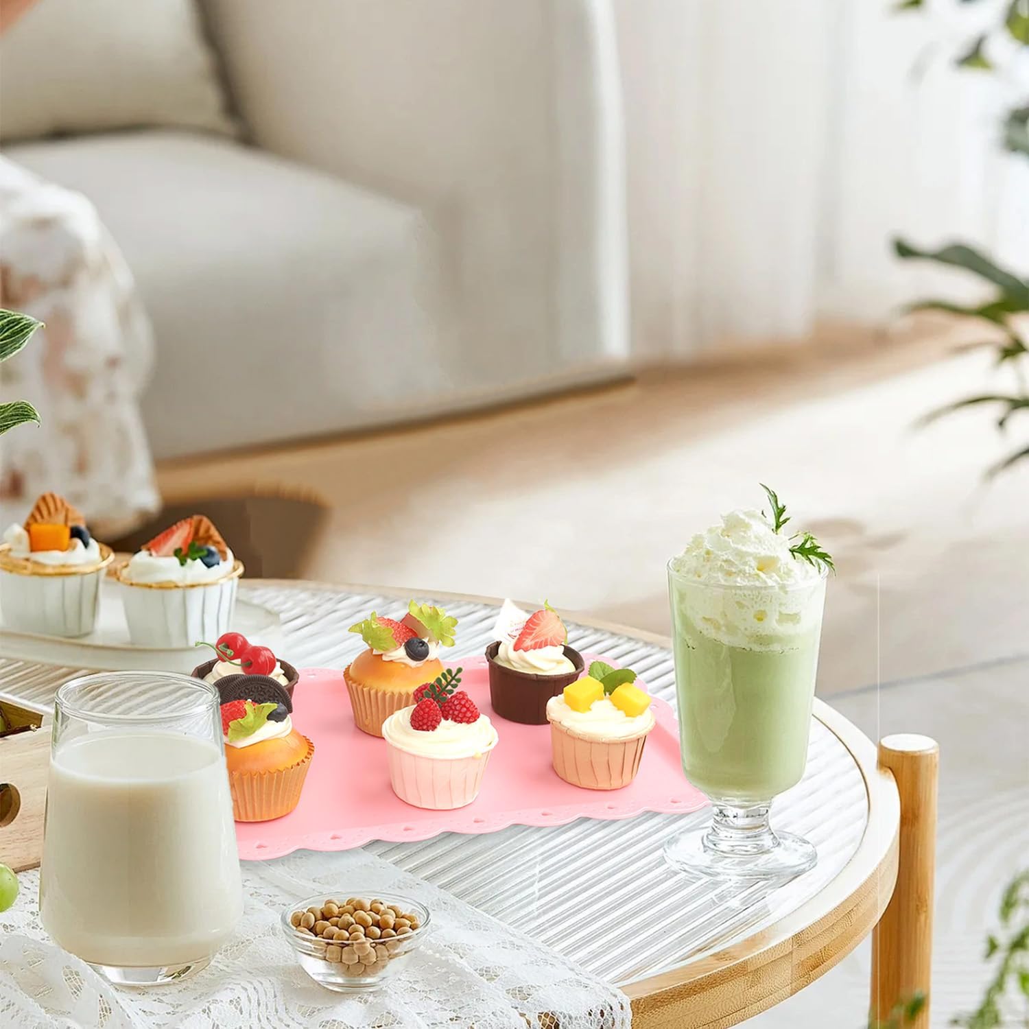 Plastic Serving Trays,24 Pack Rectangle Serving Platters Decorative Serving Trays Dessert Table Trays,15"x10" Rectangle Platters, Decorative Dessert Table Trays, Cake, Cookie Catering Tray (Pink)