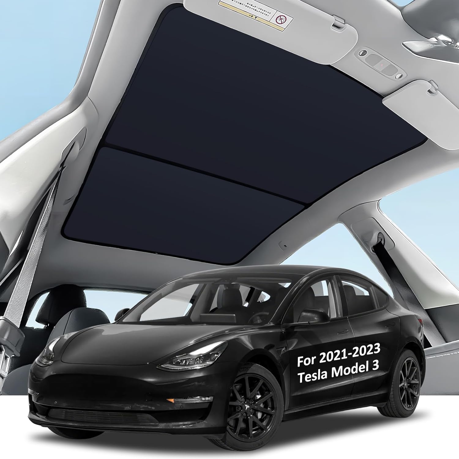 Photo 1 of  Bestview Roof Sunshade Sunroof Rear Window Sunshade for 2021-2023 Tesla Model 3 Accessories,Glass Sunroof Shade Window Insulation UV & Heat Protection, Upgraded Double-Layer Design Sun Shade Won't Sag 