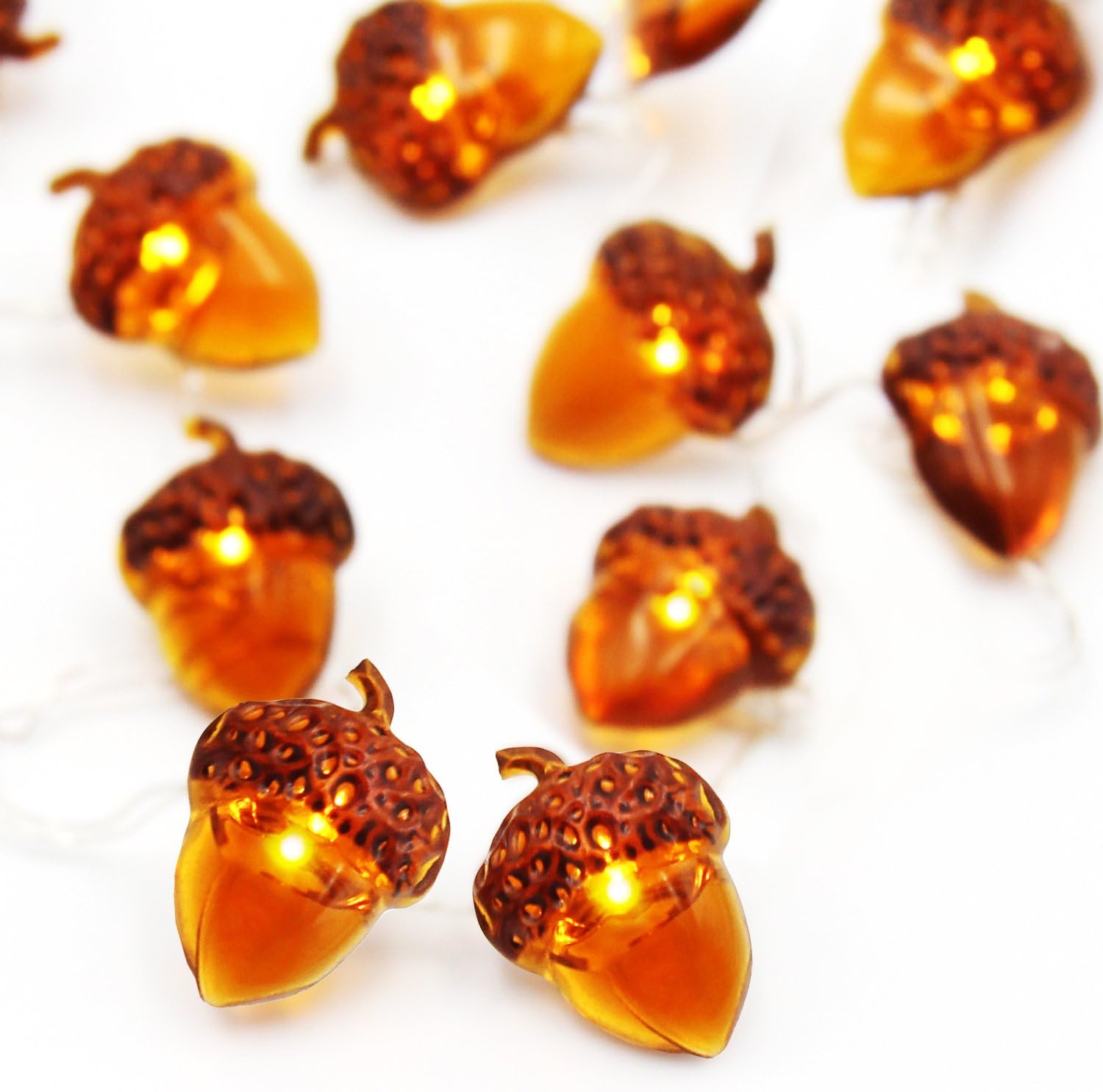 CPPSLEE Decorative Acorn String Lights - 40 LED 13.12ft Battery Box Operated Remote Timer Thanksgiving Decorations