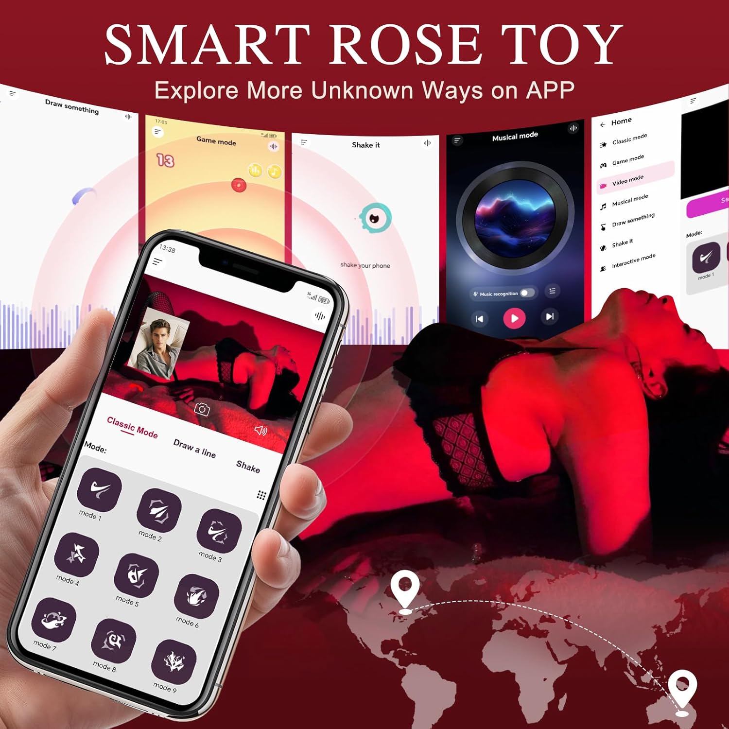 BDSM Bed Restraints & Hands-Free Wearable Panty Vibrator, Rose App Controlled Clitoral Stimulator Vibrating Panties & 4-Strap Tie-Down Bondage Set Ankle Wrist Cuffs for Women Couples Beginner