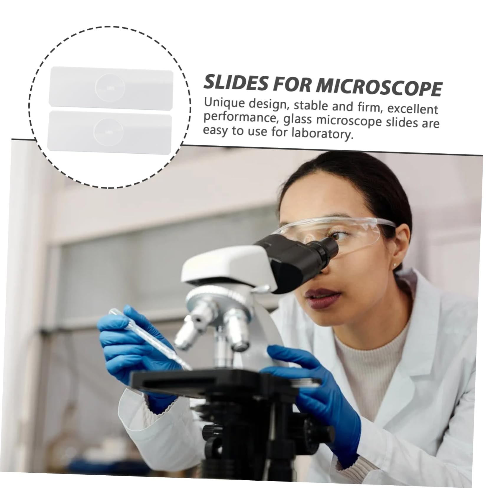 SOLUSTRE Frosted Microscope Slides 50pcs Concave Glass Slides for Pond Water Specimens Sturdy